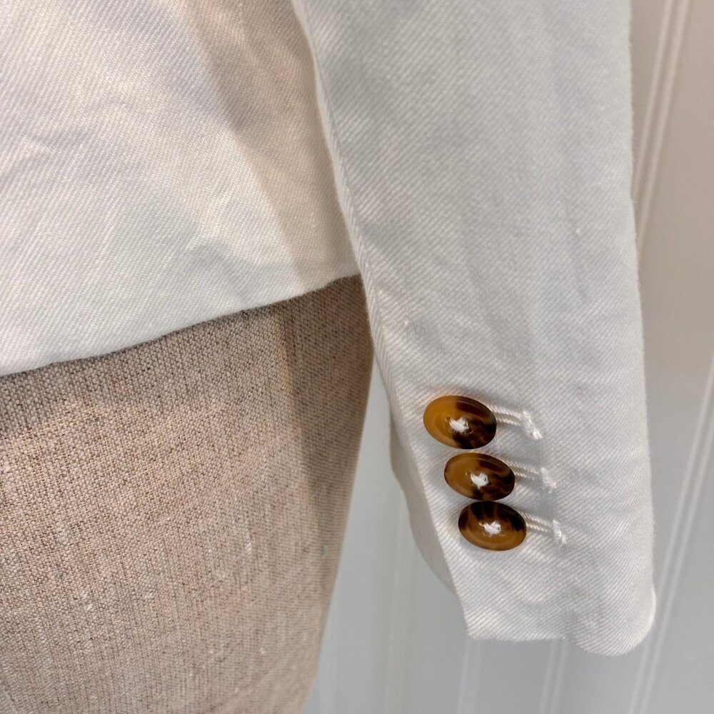 WHBM White Linen Blazer Size 2 - Picture 4 of 6